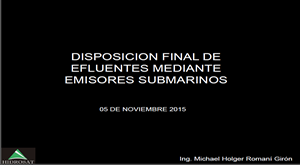 DISPOSICION FINAL DE EFLUENTES MEDIANTE EMISORES SUBMARINOS