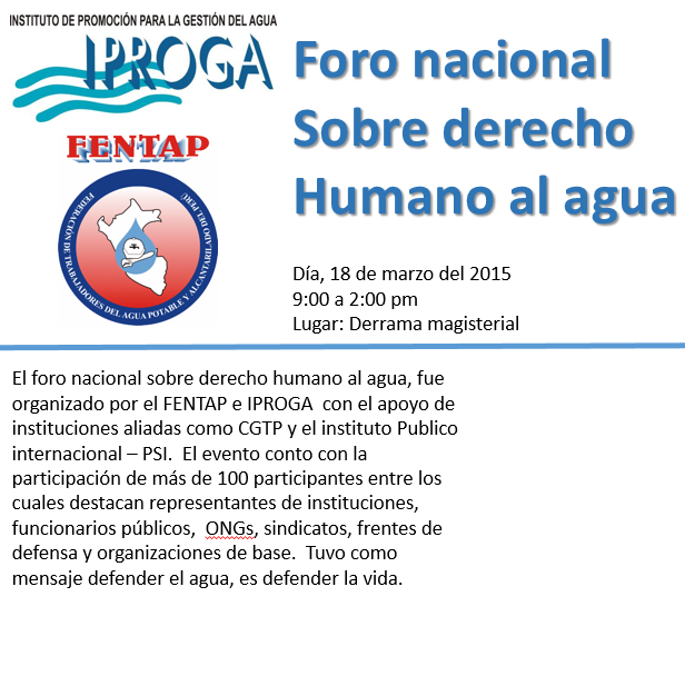 Foro Nacional sobre Derecho Humano al Agua y Desarrollo